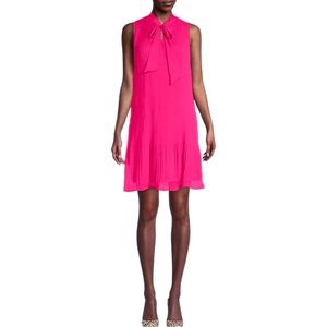 DKNY Hot Pink Sash Pleated Sleeveless Mini Dress, size 4